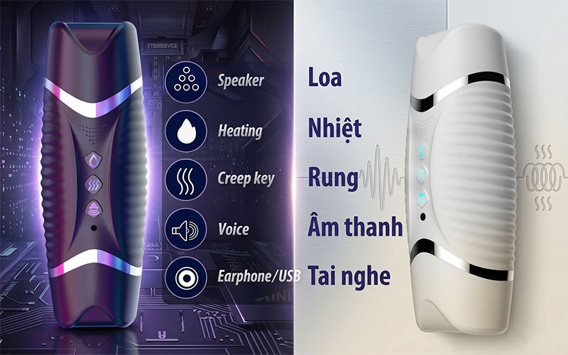 Âm Đạo Giả 2 Đầu Heidong Pro Rung Sưởi Ấm Nhiều Chế Độ Nam